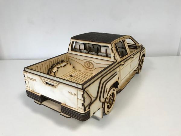 Toyota Hilux 3D large laser cut woodmodel - rear side view